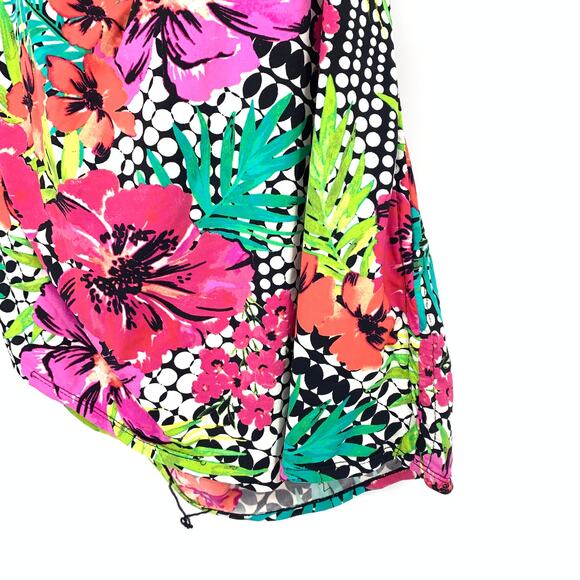 Island Escape Tankini Swimsuit Top Womens Size 14 Multicolor Floral Print Halter - Picture 4 of 6